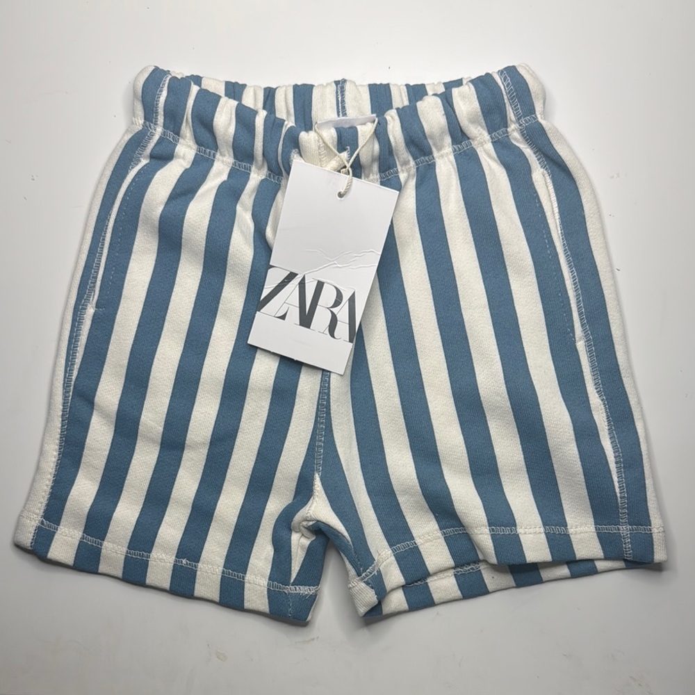 Zara Blue and White Striped Shorts - Picture 4 of 4